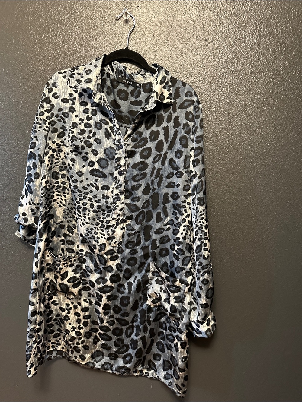 Ark & Co Leopard-Print Button Down Shirt - Black & White